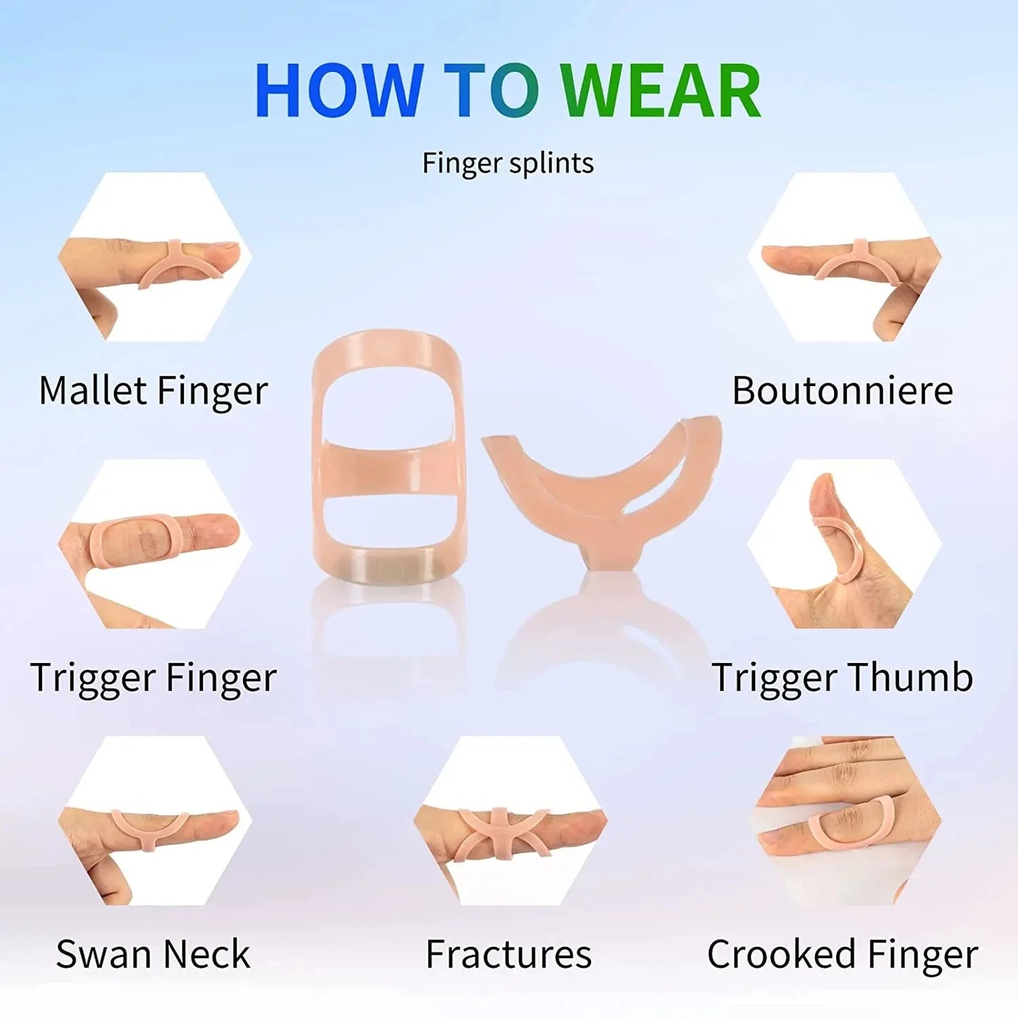 Finger Splint Support Set - 5 Piece Adjustable Brace for Fractures and Arthritis