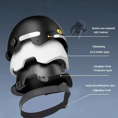 3C Certified Bicycle Safety Helmet with Goggles - Half Helmet for Men, Women, Adults & Children, Electric Bicycle & Motorcycle, Cartoon Design