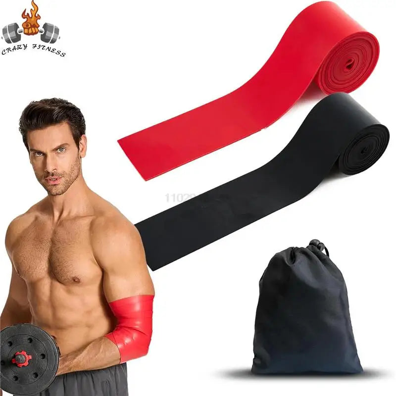 Muscle Floss Bands - 2-Pack Compression Wraps with Travel Bag for Recovery & Flexibility (Red/Black)