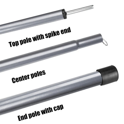 Universal Telescopic Tent Poles - Set of 2 Adjustable Aluminum Camping Awning Poles for Canopy Headroom