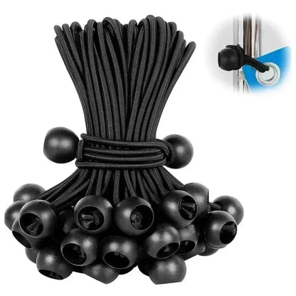 Elastic Bungee Ball Ties - 10 Pack Canvas Tarpaulin Cord Ends for Flagpole, Boat, Camping Tent & Outdoor Accessories
