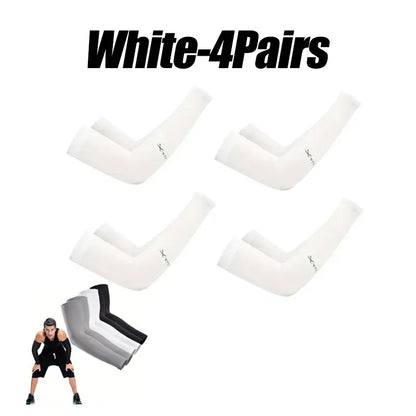 10 Pairs Summer Cycling Ice Silk Arm Sleeves - UV Protection Cooling Arm Covers for Running & Outdoor Sports - Fingerless Unisex