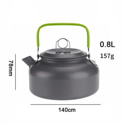 Portable Aluminum Alloy Camping Kettle - Multi-Size (0.8L/1.1L/1.2L/1.6L/2L/2.5L) for Outdoor Coffee & Tea - Perfect for Hiking, Fishing, Picnic & Cooking