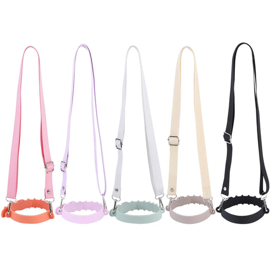 Silicone Water Bottle Handle with Adjustable Shoulder Strap - Hands-Free Carrier for 30oz/40oz Tumblers - Universal Fit Bottle Holder