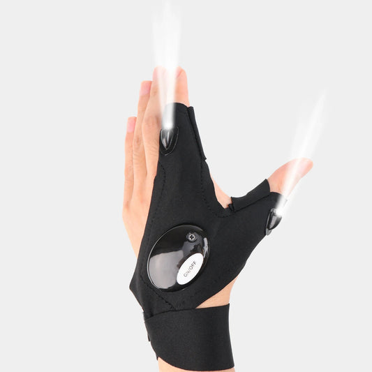 Waterproof LED Fingerless Gloves - Half Finger Flashlight Gloves for Men Women Outdoor Night Fishing Cycling Running