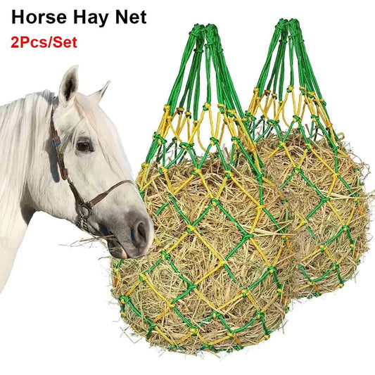 Premium Slow-Feed Horse Hay Net Bag Set (2 Pcs) – 40" Large Capacity Hanging Feeder