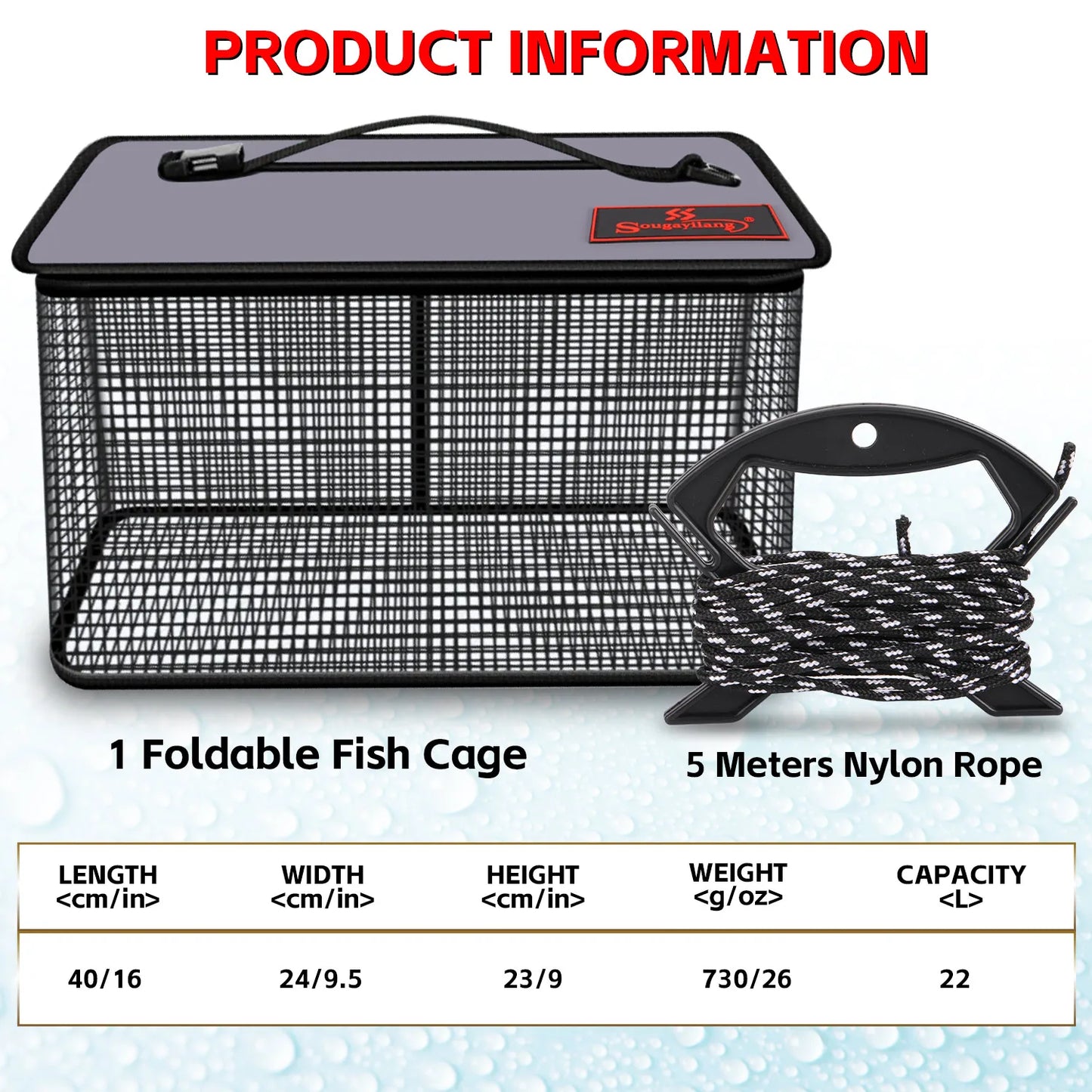 Foldable Fishing Cage Net - Collapsible Fish Trap for Carp, Shrimp, Crayfish & Lobster