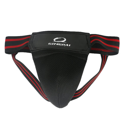 Adult Male MMA Groin Protector - Red & Black Jockstrap for Boxing, Sanda, Taekwondo & Kickboxing Training