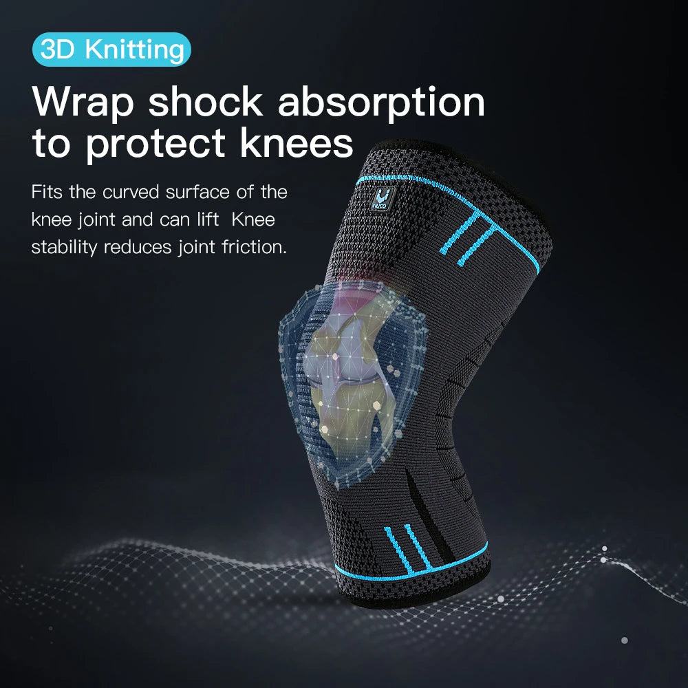 Compression Knee Support Sleeve - Elastic Breathable Knee Brace with Cushioning for Basketball, Volleyball, Running & Gym