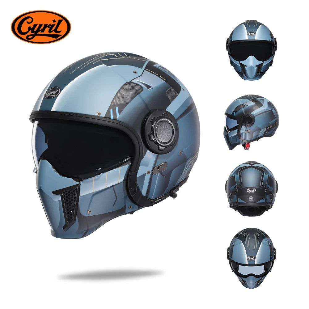 Modular Motorcycle Helmet - Full Face/Open Face 3/4 Dual Visor Helmet (ECE/DOT Certified, Unisex)