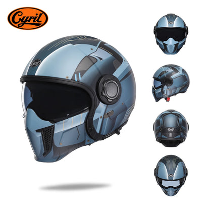 Modular Motorcycle Helmet - Full Face/Open Face 3/4 Dual Visor Helmet (ECE/DOT Certified, Unisex)