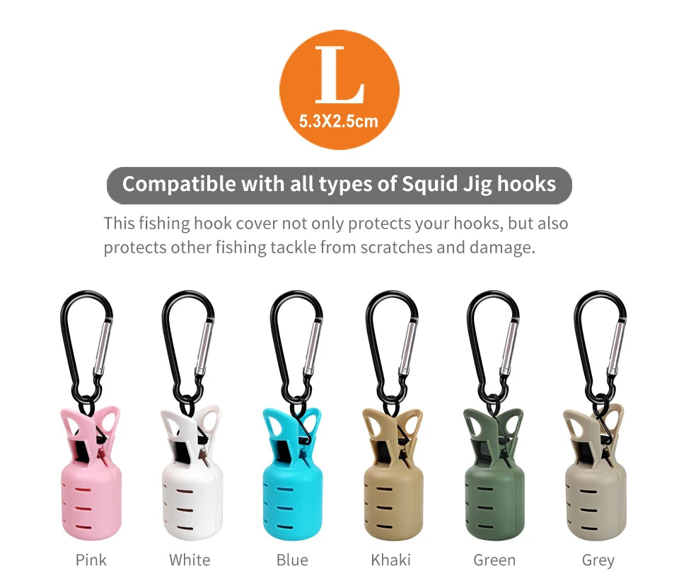 Squid Jig Bait Protector Kit - 6pcs Webfoot Octopus Egi Hook Covers with Carabiner for Cuttlefish Umbrella Lure Fishing Tackle