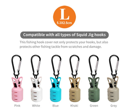 Squid Jig Bait Protector Kit - 6pcs Webfoot Octopus Egi Hook Covers with Carabiner for Cuttlefish Umbrella Lure Fishing Tackle