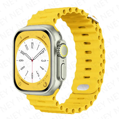 Ocean Strap Silicone Band for Apple Watch - Compatible with Ultra 2, Series 9/8/7/6/5/4/3/SE - All Sizes (49mm, 45mm, 44mm, 42mm, 41mm, 40mm) - Premium Silicone Bracelet Wristband