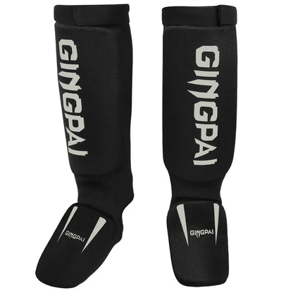 Cotton MMA Shin Guards - Boxing Kickboxing Foot Protection with Instep Ankle Support for TKD Muay Thai Training