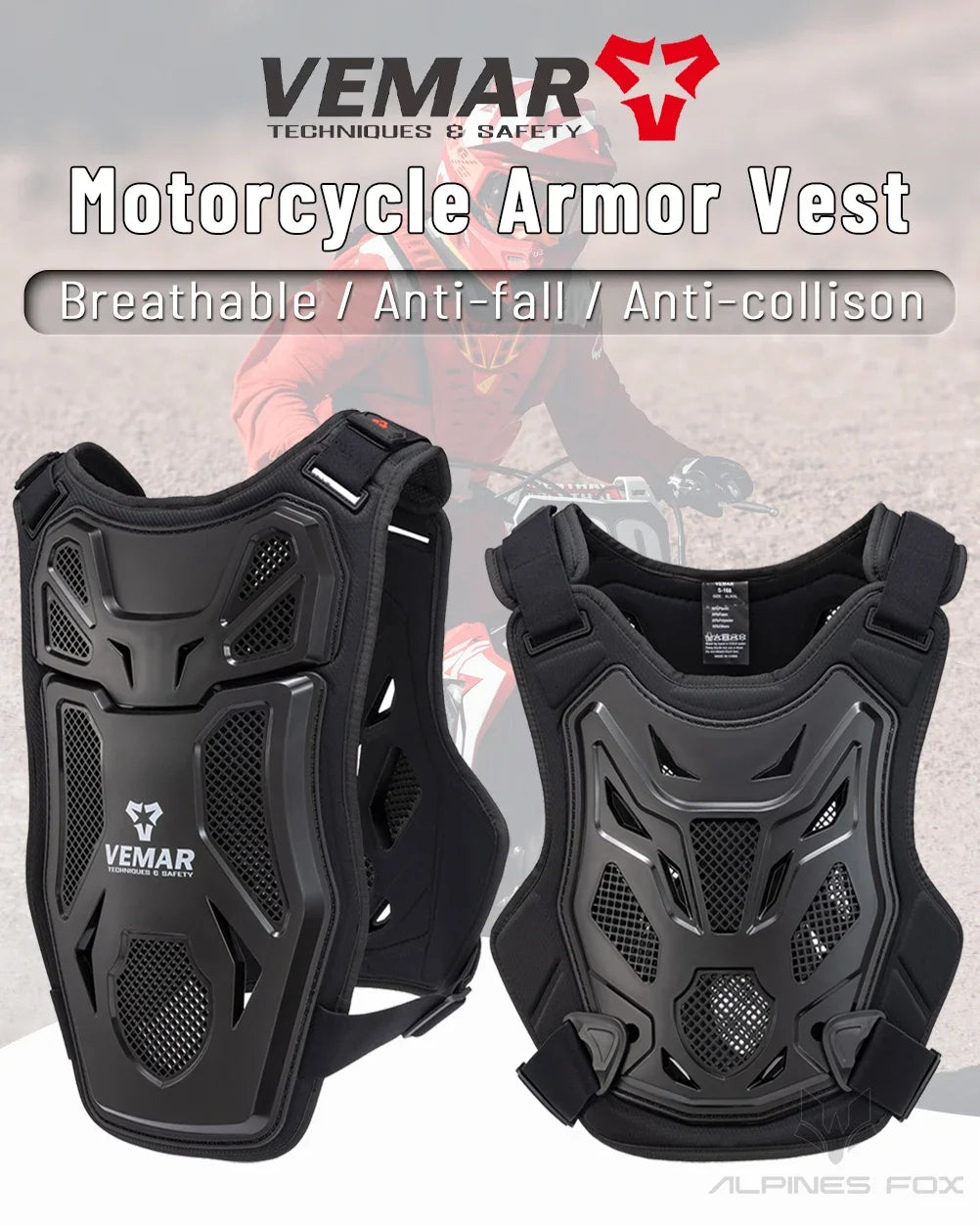 All-Season Motorcycle Armor Vest - PE Shell Body Protection for Motocross, Dirt Bike & MTB - Men & Women