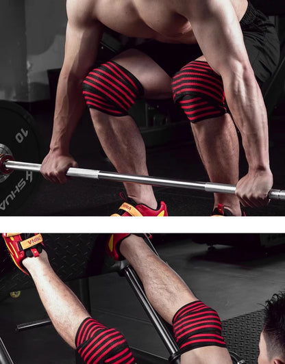 Premium Knee Compression Wraps - Elastic Fitness Straps for Weight Lifting, Squats & Gym Training Support