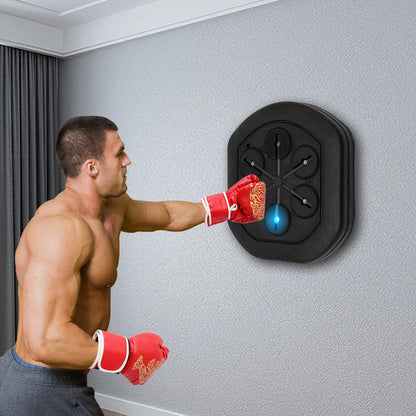 Smart Music Boxing Training Machine - Wall-Mount Bluetooth Punch Trainer with LED Light & Gloves for Home Gym