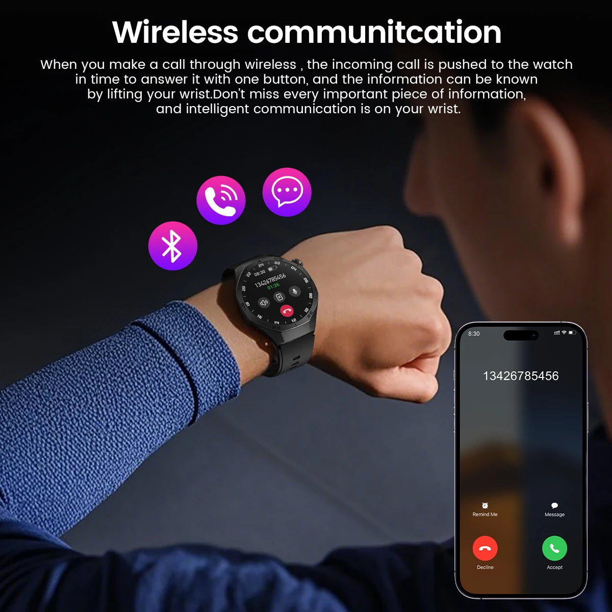 2025 Smart Watch - AMOLED Screen with GPS, Heart Rate, Bluetooth Calls & Waterproof for Android & iOS