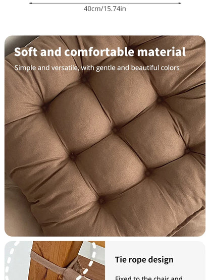 Square Seat Cushion - Linen & Pearl Cotton Blend with Removable Washable Cover - Protective Mat for Home, Office & Computer Chair