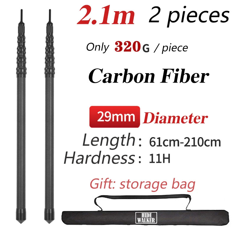 Ultralight Carbon Fiber Telescopic Tarp Pole - Adjustable Camping Tent Pole (2.4m-3m Lightweight)