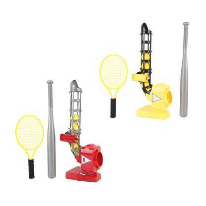 2-in-1 Baseball & Tennis Automatic Pitching Machine - Complete Training Set with Bat, Racket & 6 Balls