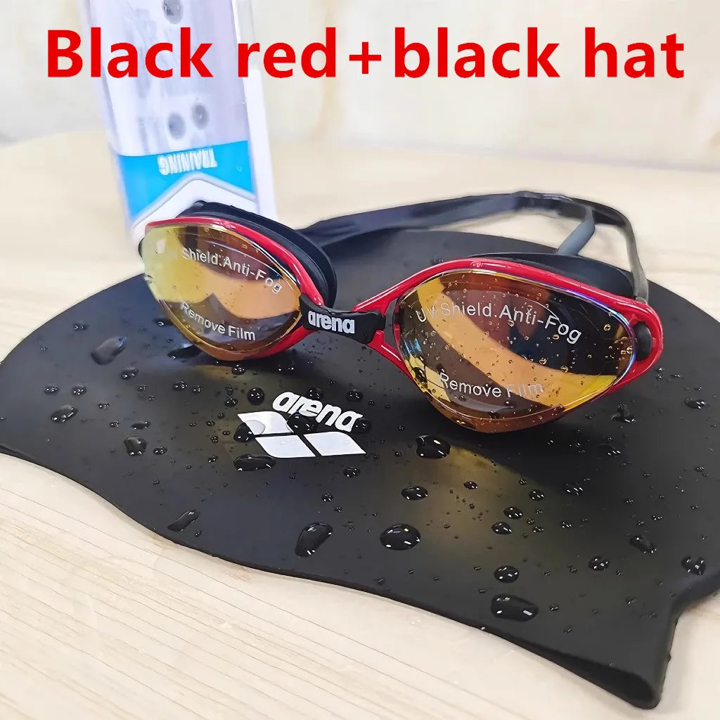 Professional Swimming Goggles with Silicone Cap - Waterproof Anti-Fog HD Vision