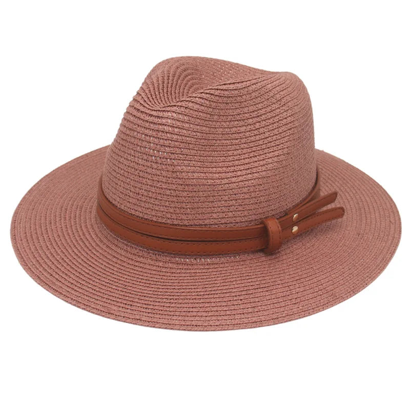 Breathable Straw Panama Hat - European American Style Jazz Sun Hat for Beach & Leisure