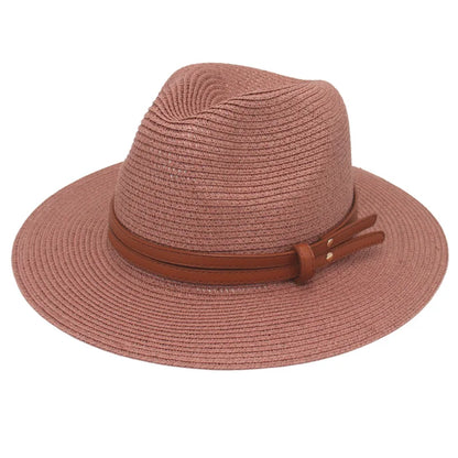 Breathable Straw Panama Hat - European American Style Jazz Sun Hat for Beach & Leisure