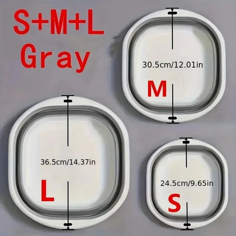 Space-Saving Collapsible Storage Baskets - 3 Pack Multi-Purpose Wash Tubs for Laundry, Camping, Fruits & Home Organization