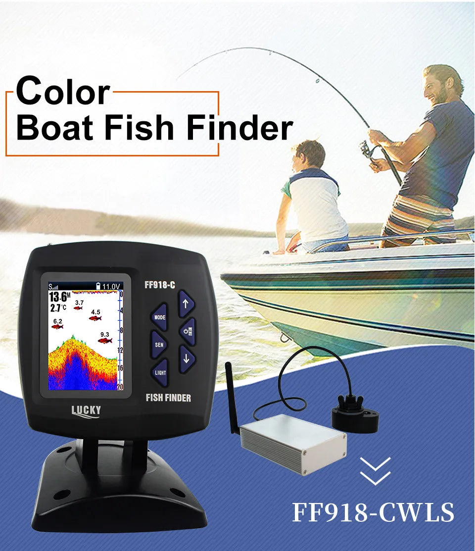 Wireless Fish Finder - 980ft Range 45° Sonar for Fishing Boats