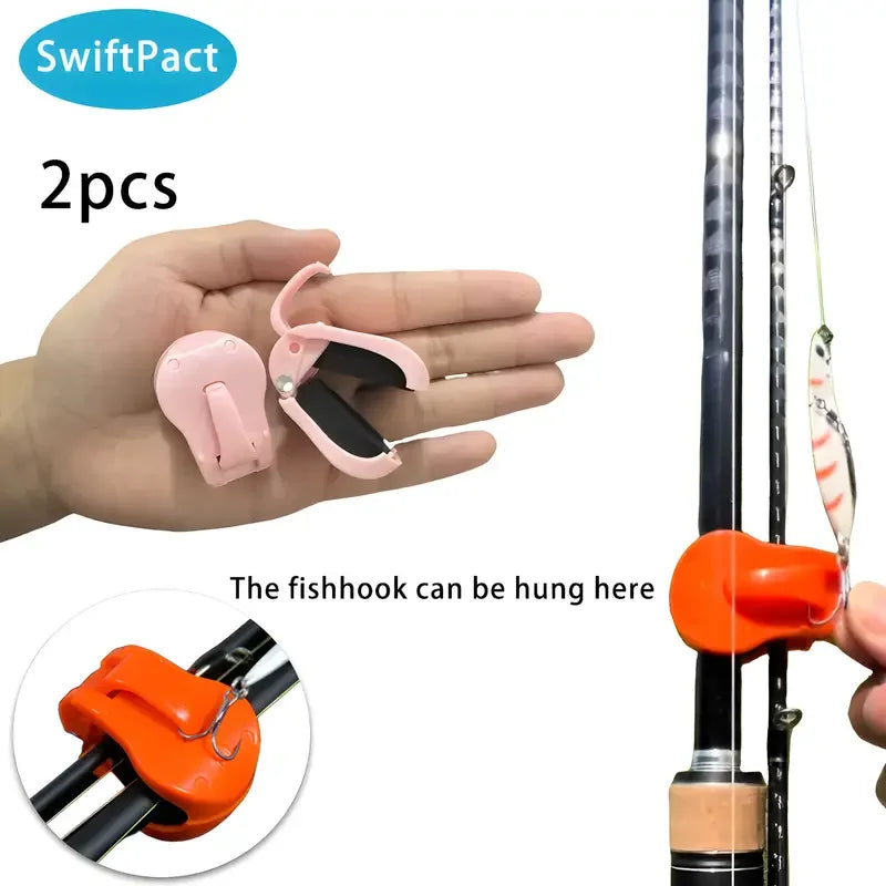 2-Piece Fishing Rod Clip Holder - 2pcs Quick-Attach Tool-Free 1-Hand Secure Grip Tackle Organizer for Freshwater Rods