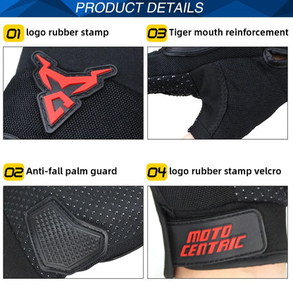MOTOCENTRIC Half Finger Motorcycle Gloves - Breathable Summer Riding Gloves with Anti-Fall Palm Guard for ATV MTB Cycling