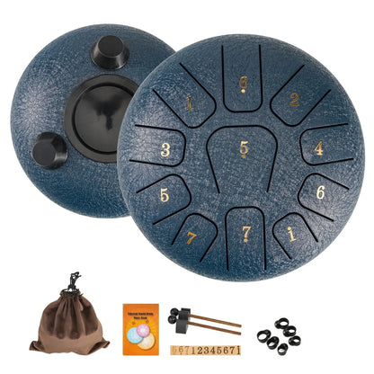 11-Note Steel Tongue Drum - 6 Inch Professional Sound Healing Instrument with Tuning Kit for Yoga, Meditation & Anxiety Relief