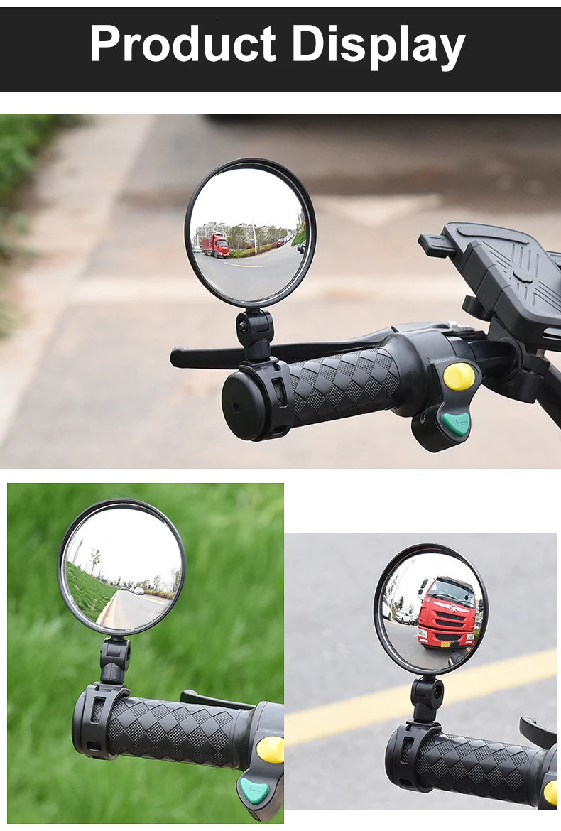 2PCS Universal Bike Handlebar Mirror - 360° Adjustable Rotatable Rearview for MTB & Road Bikes