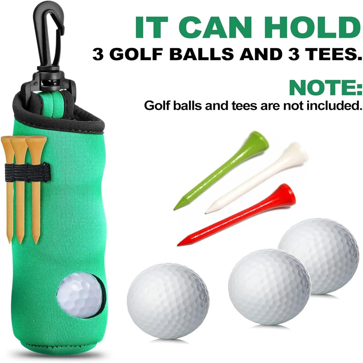 Golf Ball Holder Keychain with Belt Clip - Portable Tee Pouch Carry Bag for Golfers