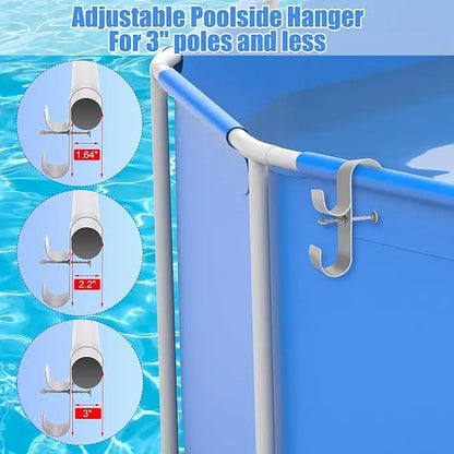 Adjustable Pool Pole Hooks - 2/3-Hook Swimming Pool Equipment Hanger for Telescopic Skimmer Poles and Pool Accessories