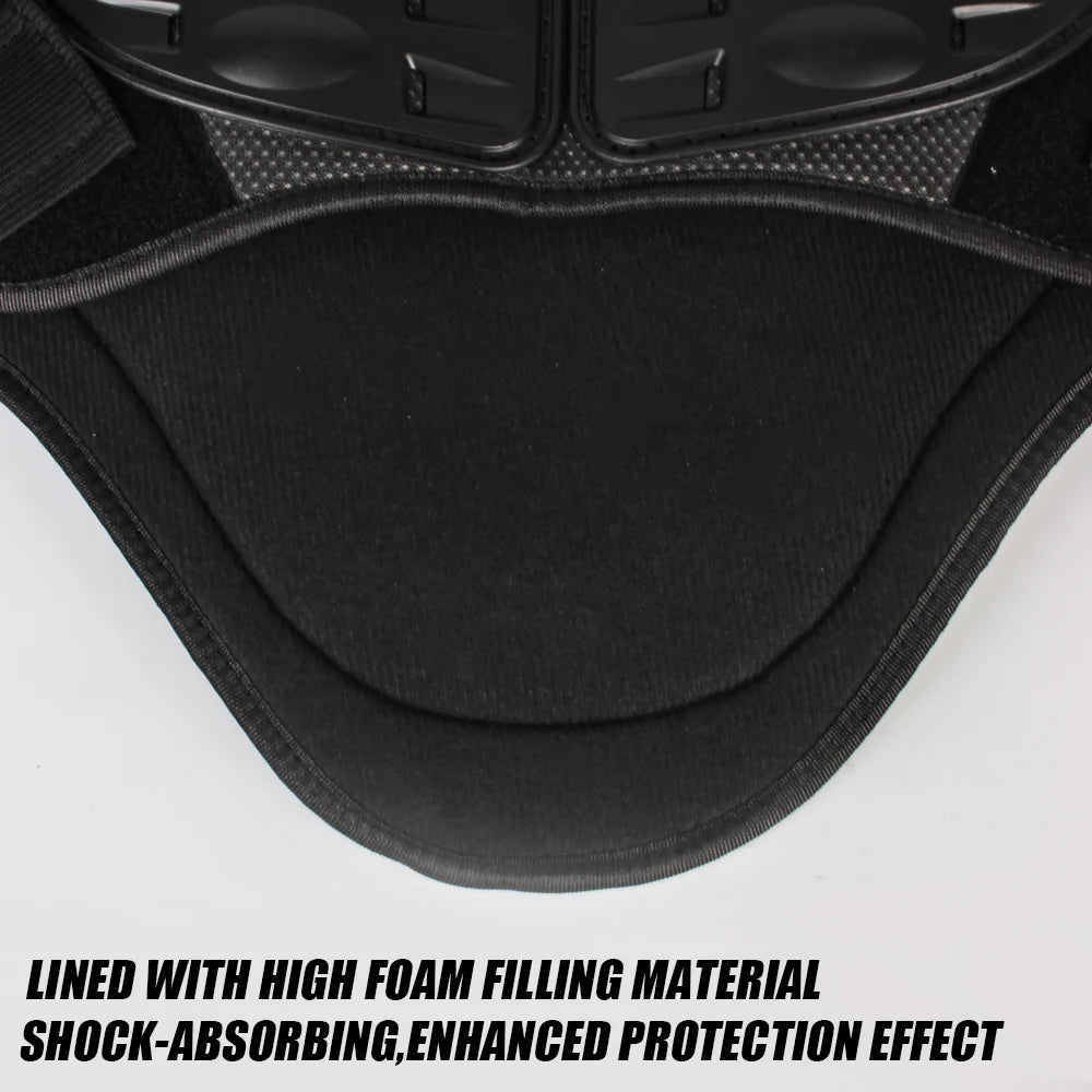 Motorcycle Body Armor Vest - PE Shell Chest & Back Protector with Reflective Tape for Motocross, Skiing & Skating