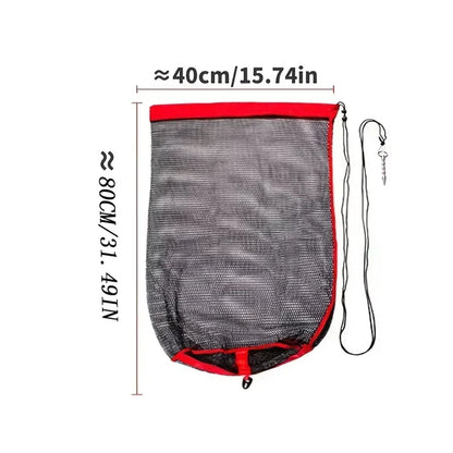 Collapsible Live Fish Net - Thickened Mesh Fishing Bag with Bundle Mouth for Crayfish, Shrimp, Smelt, and Eels