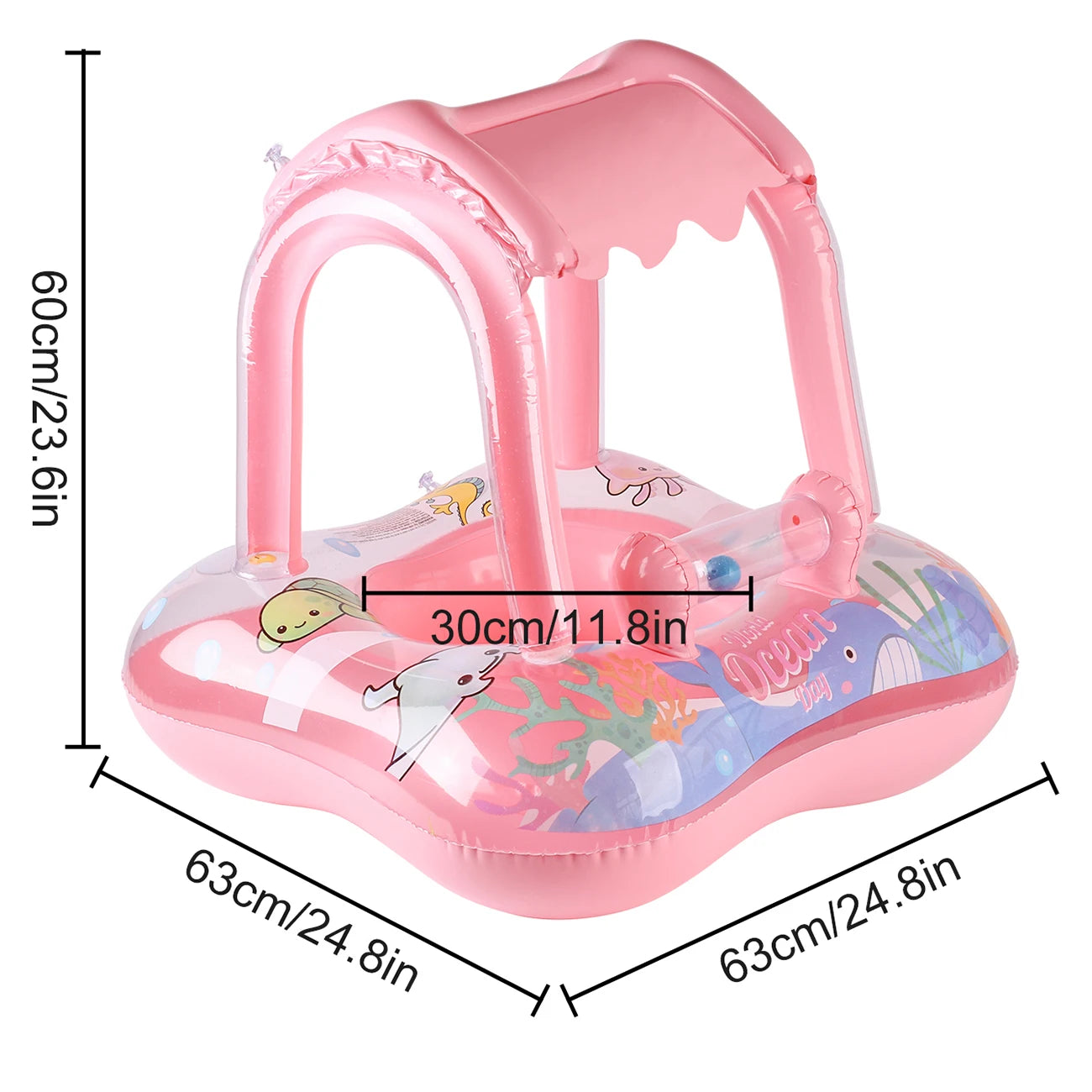 Kids Pool Float with Protective Canopy - Safe Swimming Ring for Babies, Toddlers & Infants - Beach Party Toy (1 Piece)
