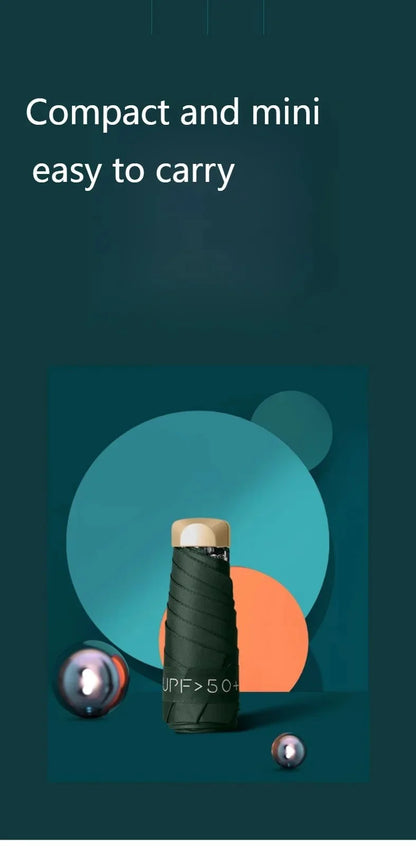 Mini Pocket Umbrella - Compact Folding Rain & Sun Parasol with UV Protection (Capsule Design)