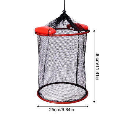 Portable Floating Fishing Net - Thickened Woven Mesh Landing Basket with Anti-Jump Design for Fish, Shrimp & Lobster Storage