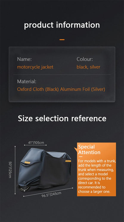 Universal Motorcycle Cover - Waterproof Oxford Fabric with UV Protection, Dustproof & Sunshade for Outdoor Motorbike Storage