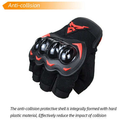 MOTOCENTRIC Half Finger Motorcycle Gloves - Breathable Summer Riding Gloves with Anti-Fall Palm Guard for ATV MTB Cycling