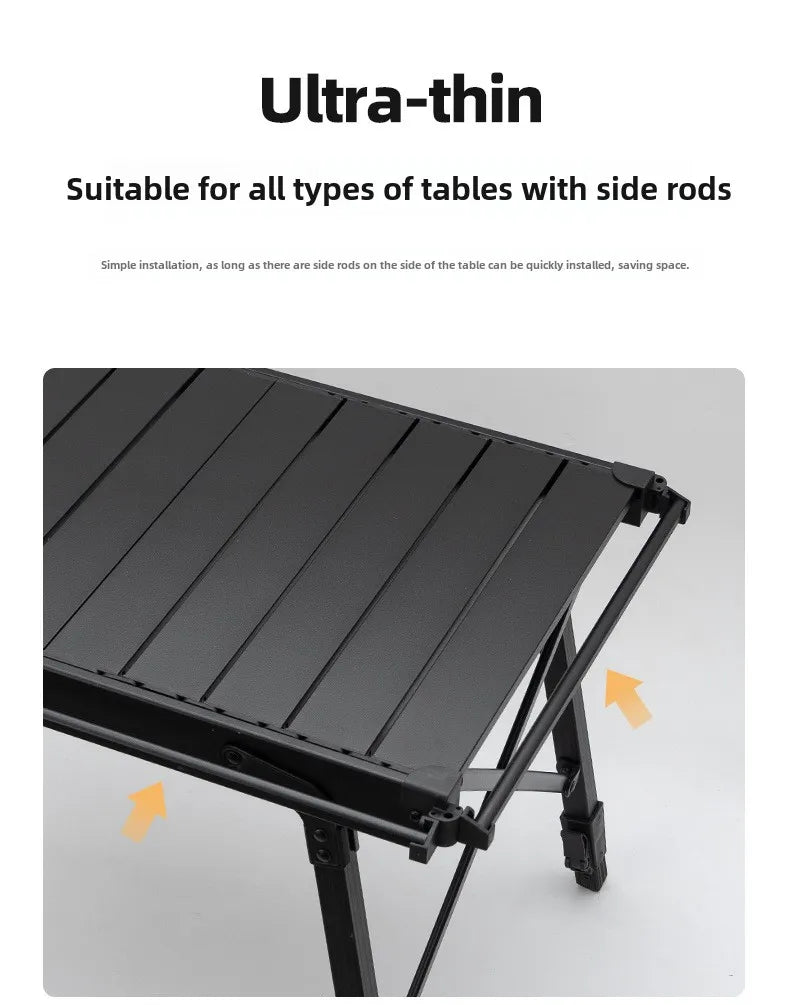 Folding Aluminum Table Extension Rack - IGT Compatible Hanging Mesh Storage Basket with Side Bracket for Outdoor Tables