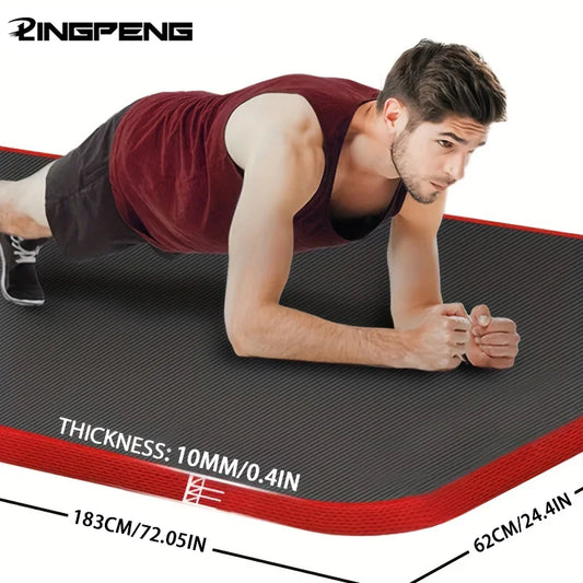 Premium Extra Thick 10MM Yoga Mat - 183cm x 62cm NBR Non-Slip Exercise Mat with Carrying Bandage