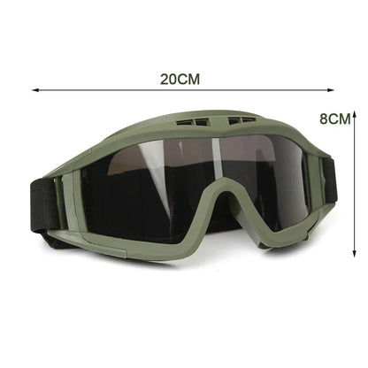 Tactical Airsoft Goggles - 3 Interchangeable Lens - Windproof Dustproof Protection for Shooting, Motocross, Motorcycle & Mountaineering