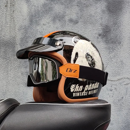 Retro 3/4 Open-Face Motorcycle Helmet - Semi-Open Cross-Country Winter Riding Helmet