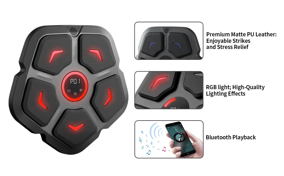 Smart Bluetooth Music Boxing Trainer - Rhythm Response Fitness Bag for Sports & Muay Thai Exercise