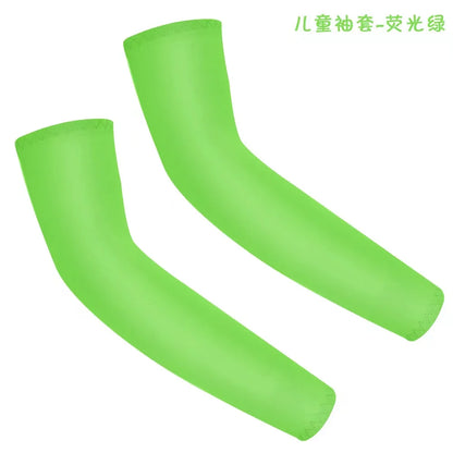 Kids UV Protection Arm Sleeves - Ice Silk Cooling Compression Sleeves for Boys & Girls Outdoor Sports (1 Pair)